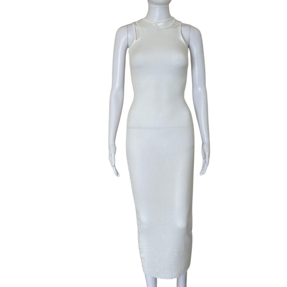 Skims Women Soft Ribbed Cutout Lounge long Maxi Dress - Color Marble XS